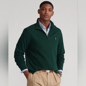 Polo Ralph Lauren Estate Rib Quarter-Zip Pullover XL Green Purple Pony